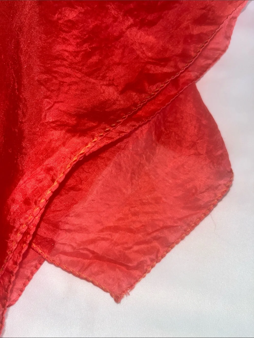 Tomato Red Lightweight Handrolled Hams Silk Scarf - Sheer Accent Piece‎